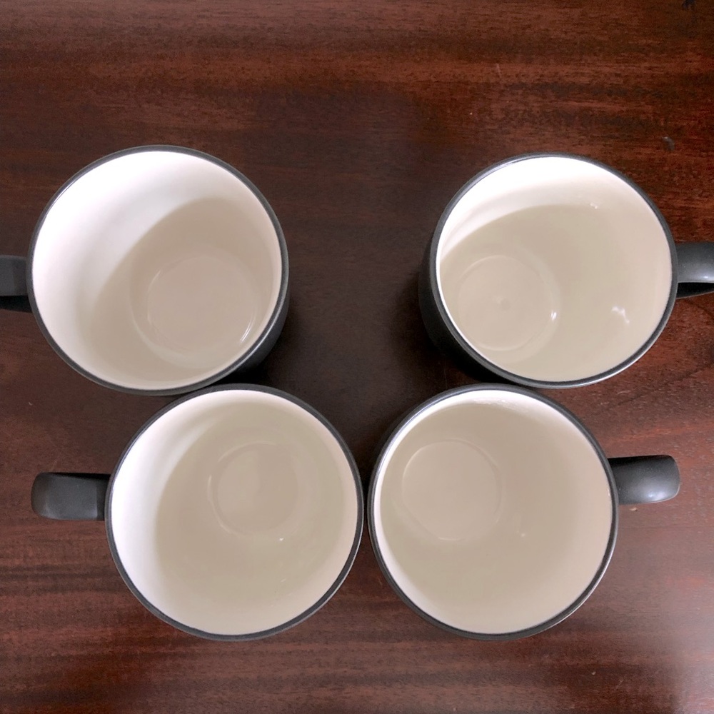 Noritake Colorwave Graphite 8034Y Black White Stoneware Coffee Cups Mugs-4 count - Picture 2 of 4